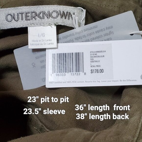 OuterKnown Shirt Dress Two Pocket Long Sleeve Button Up Size L NWT $178 Organic - Picture 5 of 7